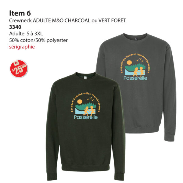 Item 06 École de la Passerelle Crewneck ADULTE M&O 3340 2025